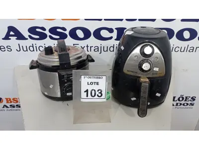 LOTE 103 - 01 AIR FRYER MARCA MONDIAL, 01 PANELA ELÉTRICA MARCA ELECTROLUX E 01 AQUECEDOR MARCA BRITÂNIA. (NO ESTADO) ATENÇÃO! FAZER A VISITAÇÃO ANTES DE ARREMATAR, NÃO SABEMOS SE FUNCIONA, LEILÃO NÃO TEM GARANTIA E NEM DEVOLUÇÃO, SUJEITO A POSSÍVEIS AVARIAS VISÍVEIS/OCULTAS E/OU AUSÊNCIA DE COMPONENTES.