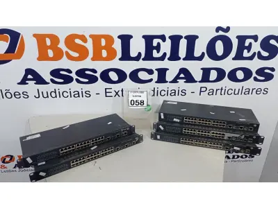 LOTE 058 - 05 SWITCHES 24 PORTAS MARCA HP. (NO ESTADO) ATENÇÃO! FAZER A VISITAÇÃO ANTES DE ARREMATAR, NÃO SABEMOS SE FUNCIONA, LEILÃO NÃO TEM GARANTIA E NEM DEVOLUÇÃO, SUJEITO A POSSÍVEIS AVARIAS VISÍVEIS/OCULTAS E/OU AUSÊNCIA DE COMPONENTES.
