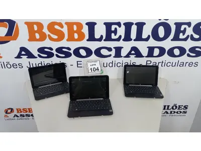 LOTE 104 - 03 NETBOOKS SEM BATERIA MARCA HP. (NO ESTADO) ATENÇÃO! FAZER A VISITAÇÃO ANTES DE ARREMATAR, NÃO SABEMOS SE FUNCIONA, LEILÃO NÃO TEM GARANTIA E NEM DEVOLUÇÃO, SUJEITO A POSSÍVEIS AVARIAS VISÍVEIS/OCULTAS E/OU AUSÊNCIA DE COMPONENTES.