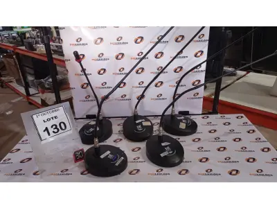 LOTE 130 - 05 MICROFONES DE MESA. (NO ESTADO) ATENÇÃO! FAZER A VISITAÇÃO ANTES DE ARREMATAR, NÃO SABEMOS SE FUNCIONA, LEILÃO NÃO TEM GARANTIA E NEM DEVOLUÇÃO, SUJEITO A POSSÍVEIS AVARIAS VISÍVEIS/OCULTAS E/OU AUSÊNCIA DE COMPONENTES.
