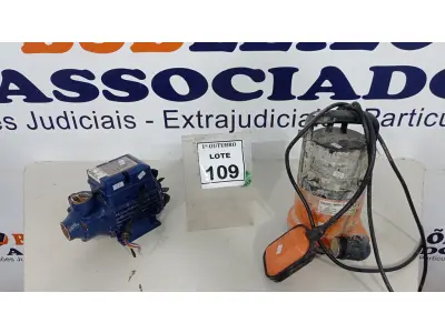 LOTE 109 - 01 MOTOBOMBA E 01 BOMBA ULTRA DS-5 220V  400W MARCA DANCOR. (NO ESTADO) ATENÇÃO! FAZER A VISITAÇÃO ANTES DE ARREMATAR, NÃO SABEMOS SE FUNCIONA, LEILÃO NÃO TEM GARANTIA E NEM DEVOLUÇÃO, SUJEITO A POSSÍVEIS AVARIAS VISÍVEIS/OCULTAS E/OU AUSÊNCIA DE COMPONENTES.