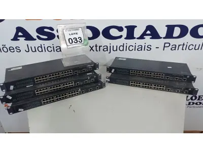 LOTE 033 - 05 SWITCHES 24 PORTAS MARCA HP. (NO ESTADO) ATENÇÃO! FAZER A VISITAÇÃO ANTES DE ARREMATAR, NÃO SABEMOS SE FUNCIONA, LEILÃO NÃO TEM GARANTIA E NEM DEVOLUÇÃO, SUJEITO A POSSÍVEIS AVARIAS VISÍVEIS/OCULTAS E/OU AUSÊNCIA DE COMPONENTES.
