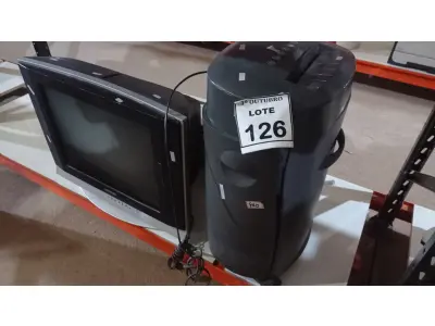 LOTE 126 - 01 TV DE TUBO MARCA SAMSUNG, 01 FRAGMENTADORA DE PAPEL E 01 EVAPORADORA MARCA KOMECO. (NO ESTADO) ATENÇÃO! FAZER A VISITAÇÃO ANTES DE ARREMATAR, NÃO SABEMOS SE FUNCIONA, LEILÃO NÃO TEM GARANTIA E NEM DEVOLUÇÃO, SUJEITO A POSSÍVEIS AVARIAS VISÍVEIS/OCULTAS E/OU AUSÊNCIA DE COMPONENTES.