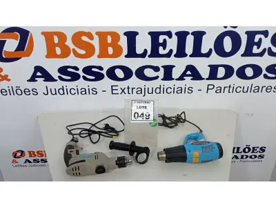 LOTE 049 - 01 FURADEIRA DE IMPACTO1/2 MARCA TRAMONTINA E 01 SOPRADOR TÉRMICO MARCA GAMMA. (NO ESTADO) ATENÇÃO! FAZER A VISITAÇÃO ANTES DE ARREMATAR, NÃO SABEMOS SE FUNCIONA, LEILÃO NÃO TEM GARANTIA E NEM DEVOLUÇÃO, SUJEITO A POSSÍVEIS AVARIAS VISÍVEIS/OCULTAS E/OU AUSÊNCIA DE COMPONENTES.