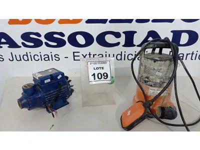 LOTE 109 - 01 MOTOBOMBA E 01 BOMBA ULTRA DS-5 220V  400W MARCA DANCOR. (NO ESTADO) ATENÇÃO! FAZER A VISITAÇÃO ANTES DE ARREMATAR, NÃO SABEMOS SE FUNCIONA, LEILÃO NÃO TEM GARANTIA E NEM DEVOLUÇÃO, SUJEITO A POSSÍVEIS AVARIAS VISÍVEIS/OCULTAS E/OU AUSÊNCIA DE COMPONENTES.