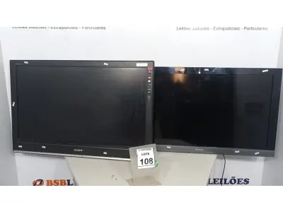 LOTE 108 - 02 TV’S LCD 40’’ MARCA SONY. (NO ESTADO) ATENÇÃO! FAZER A VISITAÇÃO ANTES DE ARREMATAR, NÃO SABEMOS SE FUNCIONA, LEILÃO NÃO TEM GARANTIA E NEM DEVOLUÇÃO, SUJEITO A POSSÍVEIS AVARIAS VISÍVEIS/OCULTAS E/OU AUSÊNCIA DE COMPONENTES.
