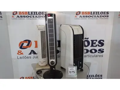LOTE 075 - 02 VENTILADORES TORRE E 01 CLIMATIZADOR DE AR. (NO ESTADO) ATENÇÃO! FAZER A VISITAÇÃO ANTES DE ARREMATAR, NÃO SABEMOS SE FUNCIONA, LEILÃO NÃO TEM GARANTIA E NEM DEVOLUÇÃO, SUJEITO A POSSÍVEIS AVARIAS VISÍVEIS/OCULTAS E/OU AUSÊNCIA DE COMPONENTES.