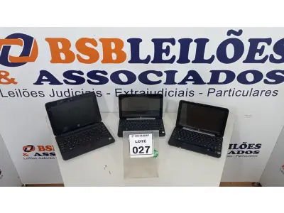 LOTE 027 - 03 NETBOOKS SEM BATERIA MARCA HP. (NO ESTADO) ATENÇÃO! FAZER A VISITAÇÃO ANTES DE ARREMATAR, NÃO SABEMOS SE FUNCIONA, LEILÃO NÃO TEM GARANTIA E NEM DEVOLUÇÃO, SUJEITO A POSSÍVEIS AVARIAS VISÍVEIS/OCULTAS E/OU AUSÊNCIA DE COMPONENTES.