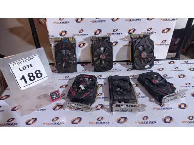 LOTE 188 - 06 PLACAS DE VÍDEO. (NO ESTADO) ATENÇÃO! FAZER A VISITAÇÃO ANTES DE ARREMATAR, NÃO SABEMOS SE FUNCIONA, LEILÃO NÃO TEM GARANTIA E NEM DEVOLUÇÃO, SUJEITO A POSSÍVEIS AVARIAS VISÍVEIS/OCULTAS E/OU AUSÊNCIA DE COMPONENTES.
