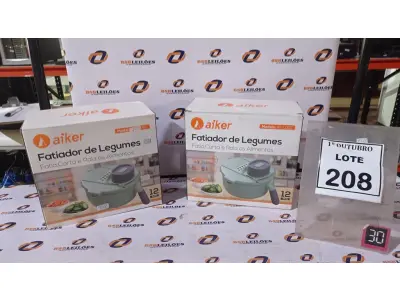 LOTE 208 - 02 FATIADORES DE LEGUMES MODELO AK-L007 MARCA AIKER. (NO ESTADO) ATENÇÃO! FAZER A VISITAÇÃO ANTES DE ARREMATAR, NÃO SABEMOS SE FUNCIONA, LEILÃO NÃO TEM GARANTIA E NEM DEVOLUÇÃO, SUJEITO A POSSÍVEIS AVARIAS VISÍVEIS/OCULTAS E/OU AUSÊNCIA DE COMPONENTES.