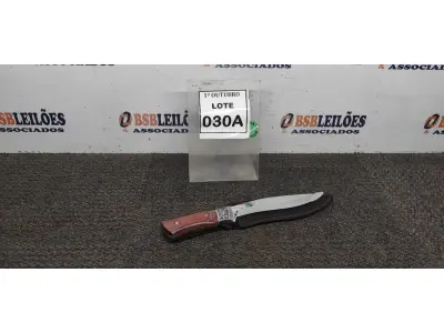LOTE 030 - 01 FACA IMPORTADA AÇO INOXIDÁVEL CABO EM MADEIRA COM DETALHE DE ESCORPIÃO NA GUARDA FULL TANG BAINHA DE NYLON TAMANHO TOTAL 32CM PESO 390G JÁ AFIADA. (NO ESTADO) ATENÇÃO! FAZER A VISITAÇÃO ANTES DE ARREMATAR, NÃO SABEMOS SE FUNCIONA, LEILÃO NÃO TEM GARANTIA E NEM DEVOLUÇÃO, SUJEITO A POSSÍVEIS AVARIAS VISÍVEIS/OCULTAS E/OU AUSÊNCIA DE COMPONENTES.