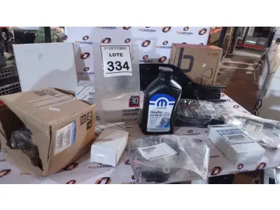 LOTE 334 - 01 CUBO DE RODA COM ROLAMENTO, 01 CORREIA DENTADA, 01 SENSOR DE COMBUSTÍVEL, 01 SONDA LAMBDA, 01 SENSOR PARA-CHOQUE, 01 LITRO DE ÓLEO, 02 KITS ALIMENTAÇÃO BOMBA COMBUSTÍVEL, 01 REFLETOR PARA-CHOQUE, 02 ACABAMENTO PARA-CHOQUE, 01 SENSOR DE ESTACIONAMENTO, 01 KIT DE PASTILHAS DE FREIO E 01 CORREIA DENTADA COM SENSOR. (NO ESTADO) ATENÇÃO! FAZER A VISITAÇÃO ANTES DE ARREMATAR, NÃO SABEMOS SE FUNCIONA, LEILÃO NÃO TEM GARANTIA E NEM DEVOLUÇÃO, SUJEITO A POSSÍVEIS AVARIAS VISÍVEIS/OCULTAS E/OU AUSÊNCIA DE COMPONENTES.