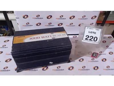 LOTE 220 - 01 INVERSOR DE ENERGIA DE DC PARA AC DE 300WATTS. (NO ESTADO) ATENÇÃO! FAZER A VISITAÇÃO ANTES DE ARREMATAR, NÃO SABEMOS SE FUNCIONA, LEILÃO NÃO TEM GARANTIA E NEM DEVOLUÇÃO, SUJEITO A POSSÍVEIS AVARIAS VISÍVEIS/OCULTAS E/OU AUSÊNCIA DE COMPONENTES.