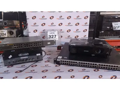 LOTE 327 - 02 SWITCHES, 01 PROJETOR MARCA EPSON E 01 MIXER AMPLIFICADOR. (NO ESTADO) ATENÇÃO! FAZER A VISITAÇÃO ANTES DE ARREMATAR, NÃO SABEMOS SE FUNCIONA, LEILÃO NÃO TEM GARANTIA E NEM DEVOLUÇÃO, SUJEITO A POSSÍVEIS AVARIAS VISÍVEIS/OCULTAS E/OU AUSÊNCIA DE COMPONENTES.