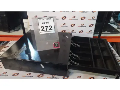 LOTE 272 - 01 GAVETA DE DINHEIRO. (NO ESTADO) ATENÇÃO! FAZER A VISITAÇÃO ANTES DE ARREMATAR, NÃO SABEMOS SE FUNCIONA, LEILÃO NÃO TEM GARANTIA E NEM DEVOLUÇÃO, SUJEITO A POSSÍVEIS AVARIAS VISÍVEIS/OCULTAS E/OU AUSÊNCIA DE COMPONENTES.