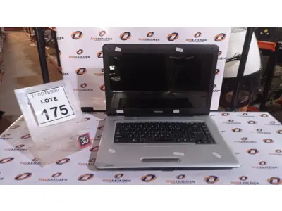 LOTE 175 - 01 NOTEBOOK MARCA TOSHIBA. (NO ESTADO) ATENÇÃO! FAZER A VISITAÇÃO ANTES DE ARREMATAR, NÃO SABEMOS SE FUNCIONA, LEILÃO NÃO TEM GARANTIA E NEM DEVOLUÇÃO, SUJEITO A POSSÍVEIS AVARIAS VISÍVEIS/OCULTAS E/OU AUSÊNCIA DE COMPONENTES.
