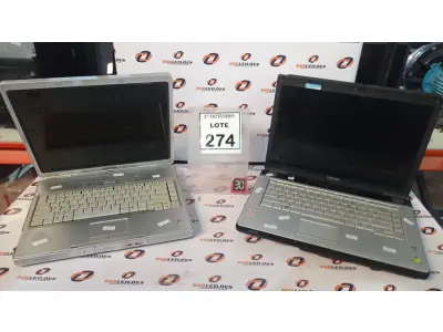 LOTE 274 - 02 NOTEBOOKS MARCAS TOSHIBA E COMPAQ. (NO ESTADO) ATENÇÃO! FAZER A VISITAÇÃO ANTES DE ARREMATAR, NÃO SABEMOS SE FUNCIONA, LEILÃO NÃO TEM GARANTIA E NEM DEVOLUÇÃO, SUJEITO A POSSÍVEIS AVARIAS VISÍVEIS/OCULTAS E/OU AUSÊNCIA DE COMPONENTES.