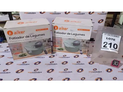 LOTE 210 - 02 FATIADORES DE LEGUMES MODELO AK-L007 MARCA AIKER. (NO ESTADO) ATENÇÃO! FAZER A VISITAÇÃO ANTES DE ARREMATAR, NÃO SABEMOS SE FUNCIONA, LEILÃO NÃO TEM GARANTIA E NEM DEVOLUÇÃO, SUJEITO A POSSÍVEIS AVARIAS VISÍVEIS/OCULTAS E/OU AUSÊNCIA DE COMPONENTES.