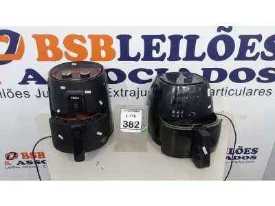 LOTE 382 - 02 AIR FRYER. (NO ESTADO) ATENÇÃO! FAZER A VISITAÇÃO ANTES DE ARREMATAR, NÃO SABEMOS SE FUNCIONA, LEILÃO NÃO TEM GARANTIA E NEM DEVOLUÇÃO, SUJEITO A POSSÍVEIS AVARIAS VISÍVEIS/OCULTAS E/OU AUSÊNCIA DE COMPONENTES.