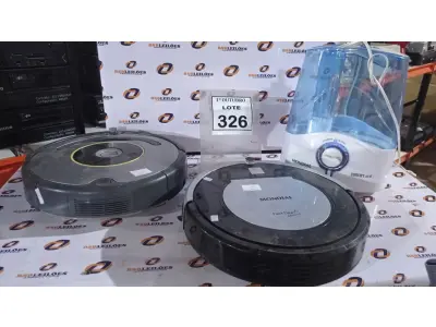 LOTE 326 - 02 ASPIRADORES ROBÔ E 01 UMIDIFICADOR. (NO ESTADO) ATENÇÃO! FAZER A VISITAÇÃO ANTES DE ARREMATAR, NÃO SABEMOS SE FUNCIONA, LEILÃO NÃO TEM GARANTIA E NEM DEVOLUÇÃO, SUJEITO A POSSÍVEIS AVARIAS VISÍVEIS/OCULTAS E/OU AUSÊNCIA DE COMPONENTES.