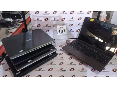 LOTE 137 - 05 NOTEBOOKS MARCAS E MODELOS DIVERSOS. (NO ESTADO) ATENÇÃO! FAZER A VISITAÇÃO ANTES DE ARREMATAR, NÃO SABEMOS SE FUNCIONA, LEILÃO NÃO TEM GARANTIA E NEM DEVOLUÇÃO, SUJEITO A POSSÍVEIS AVARIAS VISÍVEIS/OCULTAS E/OU AUSÊNCIA DE COMPONENTES.