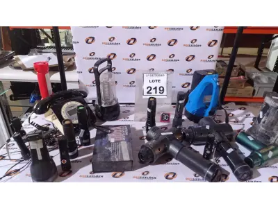 LOTE 219 - 01 LOTE COM VARIA LANTERNAS DE MARCAS E MODELOS DIVERSOS, 03 MASSAGEADORES INCOMPLETOS E 01 APARELHO DE TELEFONE MARCA INTELBRAS. (NO ESTADO) ATENÇÃO! FAZER A VISITAÇÃO ANTES DE ARREMATAR, NÃO SABEMOS SE FUNCIONA, LEILÃO NÃO TEM GARANTIA E NEM DEVOLUÇÃO, SUJEITO A POSSÍVEIS AVARIAS VISÍVEIS/OCULTAS E/OU AUSÊNCIA DE COMPONENTES.