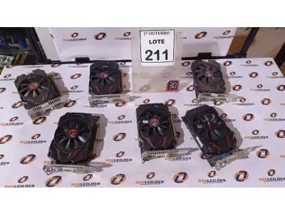 LOTE 211 - 06 PLACAS DE VÍDEO. (NO ESTADO) ATENÇÃO! FAZER A VISITAÇÃO ANTES DE ARREMATAR, NÃO SABEMOS SE FUNCIONA, LEILÃO NÃO TEM GARANTIA E NEM DEVOLUÇÃO, SUJEITO A POSSÍVEIS AVARIAS VISÍVEIS/OCULTAS E/OU AUSÊNCIA DE COMPONENTES.