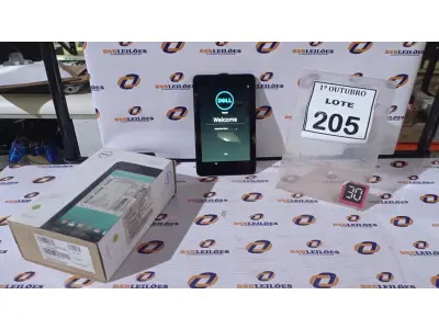 LOTE 205 - 01 TABLET MODELO VENUE 7 16GB TELA HD 7’’ MARCA DELL. (NO ESTADO) ATENÇÃO! FAZER A VISITAÇÃO ANTES DE ARREMATAR, NÃO SABEMOS SE FUNCIONA, LEILÃO NÃO TEM GARANTIA E NEM DEVOLUÇÃO, SUJEITO A POSSÍVEIS AVARIAS VISÍVEIS/OCULTAS E/OU AUSÊNCIA DE COMPONENTES.