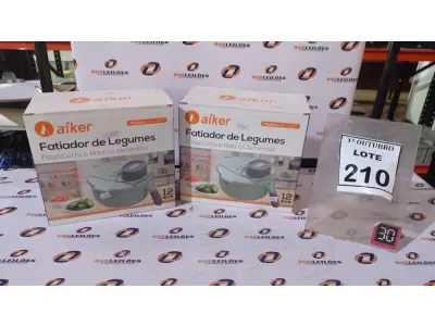 LOTE 210 - 02 FATIADORES DE LEGUMES MODELO AK-L007 MARCA AIKER. (NO ESTADO) ATENÇÃO! FAZER A VISITAÇÃO ANTES DE ARREMATAR, NÃO SABEMOS SE FUNCIONA, LEILÃO NÃO TEM GARANTIA E NEM DEVOLUÇÃO, SUJEITO A POSSÍVEIS AVARIAS VISÍVEIS/OCULTAS E/OU AUSÊNCIA DE COMPONENTES.