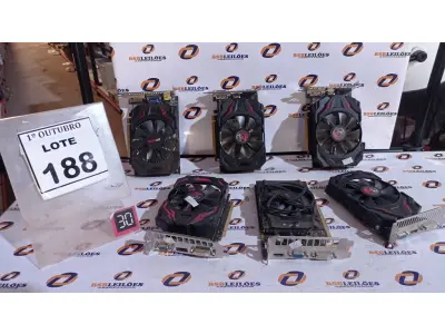 LOTE 188 - 06 PLACAS DE VÍDEO. (NO ESTADO) ATENÇÃO! FAZER A VISITAÇÃO ANTES DE ARREMATAR, NÃO SABEMOS SE FUNCIONA, LEILÃO NÃO TEM GARANTIA E NEM DEVOLUÇÃO, SUJEITO A POSSÍVEIS AVARIAS VISÍVEIS/OCULTAS E/OU AUSÊNCIA DE COMPONENTES.