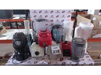 LOTE 338 - 01 LOTE COM VÁRIOS LIQUIDIFICADORES DE MARCAS E MODELOS DIVERSOS. (NO ESTADO) ATENÇÃO! FAZER A VISITAÇÃO ANTES DE ARREMATAR, NÃO SABEMOS SE FUNCIONA, LEILÃO NÃO TEM GARANTIA E NEM DEVOLUÇÃO, SUJEITO A POSSÍVEIS AVARIAS VISÍVEIS/OCULTAS E/OU AUSÊNCIA DE COMPONENTES.