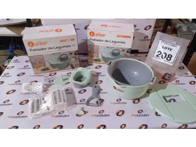 LOTE 208 - 02 FATIADORES DE LEGUMES MODELO AK-L007 MARCA AIKER. (NO ESTADO) ATENÇÃO! FAZER A VISITAÇÃO ANTES DE ARREMATAR, NÃO SABEMOS SE FUNCIONA, LEILÃO NÃO TEM GARANTIA E NEM DEVOLUÇÃO, SUJEITO A POSSÍVEIS AVARIAS VISÍVEIS/OCULTAS E/OU AUSÊNCIA DE COMPONENTES.