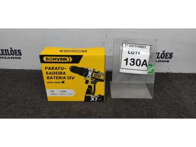 LOTE 130 - 01 PARAFUSADEIRA A BATERIA 12V 2BITS E CARREGADOR (PRODUTO NOVO). (NO ESTADO) ATENÇÃO! FAZER A VISITAÇÃO ANTES DE ARREMATAR, NÃO SABEMOS SE FUNCIONA, LEILÃO NÃO TEM GARANTIA E NEM DEVOLUÇÃO, SUJEITO A POSSÍVEIS AVARIAS VISÍVEIS/OCULTAS E/OU AUSÊNCIA DE COMPONENTES.