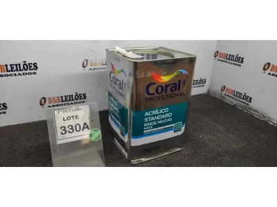 LOTE 330 - 01 LATA DE TINTA ACRILICA 18L NA COR BRANCA MARCA CORAL. (NO ESTADO, NÃO SABEMOS SE FUNCIONA. LEILÃO NÃO TEM GARANTIA E NEM DEVOLUÇÃO, SUJEITO A POSSÍVEIS AVARIAS VISÍVEIS/OCULTAS E/OU AUSÊNCIA DE COMPONENTES)