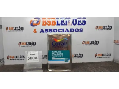 LOTE 500 - 01 LATA DE TINTA ACRILICA 18L NA COR BRANCA MARCA CORAL. (NO ESTADO, NÃO SABEMOS SE FUNCIONA. LEILÃO NÃO TEM GARANTIA E NEM DEVOLUÇÃO, SUJEITO A POSSÍVEIS AVARIAS VISÍVEIS/OCULTAS E/OU AUSÊNCIA DE COMPONENTES)