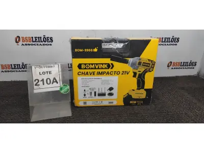 LOTE 210 - 01 CHAVE DE IMPACTO COM DUAS BATERIAS MALETA E ACESSÓRIOS (PRODUTO NOVO) (NO ESTADO) ATENÇÃO! FAZER A VISITAÇÃO ANTES DE ARREMATAR, NÃO SABEMOS SE FUNCIONA, LEILÃO NÃO TEM GARANTIA E NEM DEVOLUÇÃO, SUJEITO A POSSÍVEIS AVARIAS VISÍVEIS/OCULTAS E/OU AUSÊNCIA DE COMPONENTES.