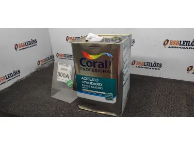 LOTE 300 - 01 LATA DE TINTA ACRILICA 18L NA COR BRANCA MARCA CORAL. (NO ESTADO, NÃO SABEMOS SE FUNCIONA. LEILÃO NÃO TEM GARANTIA E NEM DEVOLUÇÃO, SUJEITO A POSSÍVEIS AVARIAS VISÍVEIS/OCULTAS E/OU AUSÊNCIA DE COMPONENTES)