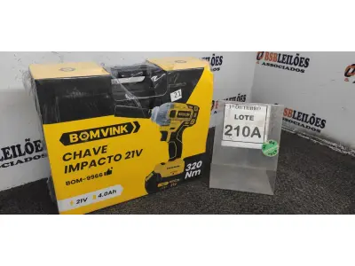 LOTE 210 - 01 CHAVE DE IMPACTO COM DUAS BATERIAS MALETA E ACESSÓRIOS (PRODUTO NOVO) (NO ESTADO) ATENÇÃO! FAZER A VISITAÇÃO ANTES DE ARREMATAR, NÃO SABEMOS SE FUNCIONA, LEILÃO NÃO TEM GARANTIA E NEM DEVOLUÇÃO, SUJEITO A POSSÍVEIS AVARIAS VISÍVEIS/OCULTAS E/OU AUSÊNCIA DE COMPONENTES.