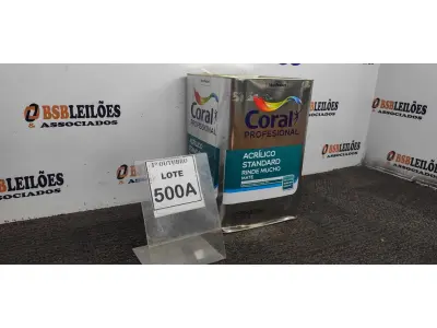 LOTE 500 - 01 LATA DE TINTA ACRILICA 18L NA COR BRANCA MARCA CORAL. (NO ESTADO, NÃO SABEMOS SE FUNCIONA. LEILÃO NÃO TEM GARANTIA E NEM DEVOLUÇÃO, SUJEITO A POSSÍVEIS AVARIAS VISÍVEIS/OCULTAS E/OU AUSÊNCIA DE COMPONENTES)