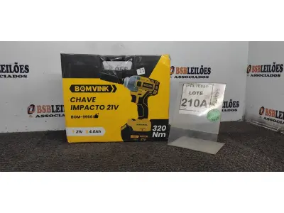 LOTE 210 - 01 CHAVE DE IMPACTO COM DUAS BATERIAS MALETA E ACESSÓRIOS (PRODUTO NOVO) (NO ESTADO) ATENÇÃO! FAZER A VISITAÇÃO ANTES DE ARREMATAR, NÃO SABEMOS SE FUNCIONA, LEILÃO NÃO TEM GARANTIA E NEM DEVOLUÇÃO, SUJEITO A POSSÍVEIS AVARIAS VISÍVEIS/OCULTAS E/OU AUSÊNCIA DE COMPONENTES.