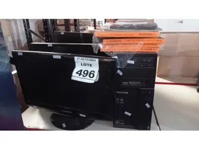 LOTE 496 - 03 MONITORES MARCAS E MODELOS DIVERSOS, 01 CPU MARCA POSITIVO, 05 CAIXAS DE FILME DE POLIESTIRENO E 01 CALCULADORA. (NO ESTADO) ATENÇÃO! FAZER A VISITAÇÃO ANTES DE ARREMATAR, NÃO SABEMOS SE FUNCIONA, LEILÃO NÃO TEM GARANTIA E NEM DEVOLUÇÃO, SUJEITO A POSSÍVEIS AVARIAS VISÍVEIS/OCULTAS E/OU AUSÊNCIA DE COMPONENTES.