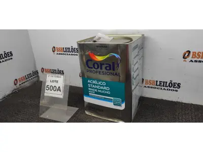 LOTE 500 - 01 LATA DE TINTA ACRILICA 18L NA COR BRANCA MARCA CORAL. (NO ESTADO, NÃO SABEMOS SE FUNCIONA. LEILÃO NÃO TEM GARANTIA E NEM DEVOLUÇÃO, SUJEITO A POSSÍVEIS AVARIAS VISÍVEIS/OCULTAS E/OU AUSÊNCIA DE COMPONENTES)