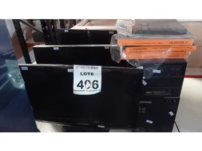 LOTE 496 - 03 MONITORES MARCAS E MODELOS DIVERSOS, 01 CPU MARCA POSITIVO, 05 CAIXAS DE FILME DE POLIESTIRENO E 01 CALCULADORA. (NO ESTADO) ATENÇÃO! FAZER A VISITAÇÃO ANTES DE ARREMATAR, NÃO SABEMOS SE FUNCIONA, LEILÃO NÃO TEM GARANTIA E NEM DEVOLUÇÃO, SUJEITO A POSSÍVEIS AVARIAS VISÍVEIS/OCULTAS E/OU AUSÊNCIA DE COMPONENTES.