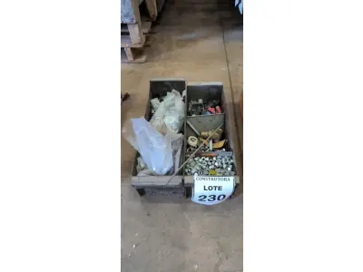LOTE 230 - 01 LOTE COM ARRUELAS DIVERSAS, PARAFUSOS E PORCAS. (NO ESTADO) ATENÇÃO! FAZER A VISITAÇÃO ANTES DE ARREMATAR, NÃO SABEMOS SE FUNCIONA, LEILÃO NÃO TEM GARANTIA E NEM DEVOLUÇÃO, SUJEITO A POSSÍVEIS AVARIAS VISÍVEIS/OCULTAS E/OU AUSÊNCIA DE COMPONENTES.