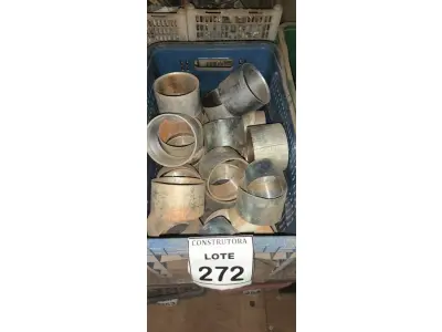 LOTE 272 - 01 LOTE COM LUVAS DE ELETRODUTO ZINCADA 4”. (CAIXA ORGANIZADORA NAO INCLUSA) (NO ESTADO) ATENÇÃO! FAZER A VISITAÇÃO ANTES DE ARREMATAR, NÃO SABEMOS SE FUNCIONA, LEILÃO NÃO TEM GARANTIA E NEM DEVOLUÇÃO, SUJEITO A POSSÍVEIS AVARIAS VISÍVEIS/OCULTAS E/OU AUSÊNCIA DE COMPONENTES.