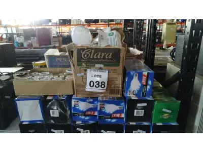 LOTE 038 - 01 LOTE COM GRANDE QUANTIDADE DE LÂMPADAS E BOCAIS DE MARCAS E MODELOS DIVERSOS. (NO ESTADO) ATENÇÃO! FAZER A VISITAÇÃO ANTES DE ARREMATAR, NÃO SABEMOS SE FUNCIONA, LEILÃO NÃO TEM GARANTIA E NEM DEVOLUÇÃO, SUJEITO A POSSÍVEIS AVARIAS VISÍVEIS/OCULTAS E/OU AUSÊNCIA DE COMPONENTES.