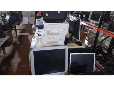 LOTE 100 - 04 IMPRESSORAS DE MARCAS E MODELOS DIVERSOS E 05 MONITORES DE MARCAS E MODELOS DIVERSOS. (NO ESTADO) ATENÇÃO! FAZER A VISITAÇÃO ANTES DE ARREMATAR, NÃO SABEMOS SE FUNCIONA, LEILÃO NÃO TEM GARANTIA E NEM DEVOLUÇÃO, SUJEITO A POSSÍVEIS AVARIAS VISÍVEIS/OCULTAS E/OU AUSÊNCIA DE COMPONENTES.