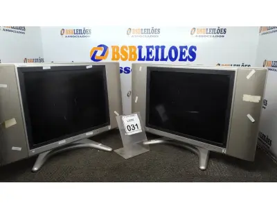 LOTE 031 - 02 TVS LCD 20’’ MARCA SHARP AQUOS. (NO ESTADO) ATENÇÃO! FAZER A VISITAÇÃO ANTES DE ARREMATAR, NÃO SABEMOS SE FUNCIONA, LEILÃO NÃO TEM GARANTIA E NEM DEVOLUÇÃO, SUJEITO A POSSÍVEIS AVARIAS VISÍVEIS/OCULTAS E/OU AUSÊNCIA DE COMPONENTES.