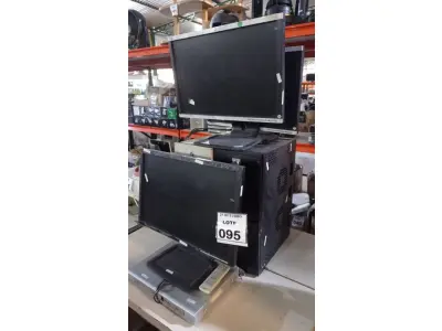 LOTE 095 - 02 RACKS PARA PC, 03 MONITORES E 01 APARELHO DE DVD MARCA BRITÂNIA. (NO ESTADO) ATENÇÃO! FAZER A VISITAÇÃO ANTES DE ARREMATAR, NÃO SABEMOS SE FUNCIONA, LEILÃO NÃO TEM GARANTIA E NEM DEVOLUÇÃO, SUJEITO A POSSÍVEIS AVARIAS VISÍVEIS/OCULTAS E/OU AUSÊNCIA DE COMPONENTES.