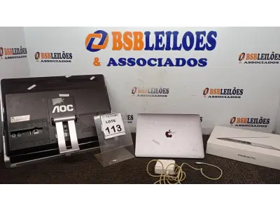 LOTE 113 - 01 ALL IN ONE MARCA AOC E 01 MACBOOK 17 COM CARREGADOR. (NO ESTADO) ATENÇÃO! FAZER A VISITAÇÃO ANTES DE ARREMATAR, NÃO SABEMOS SE FUNCIONA, LEILÃO NÃO TEM GARANTIA E NEM DEVOLUÇÃO, SUJEITO A POSSÍVEIS AVARIAS VISÍVEIS/OCULTAS E/OU AUSÊNCIA DE COMPONENTES.